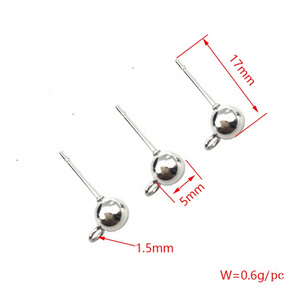 Hypoallergenic Stainless Steel Earring Posts DIY Earring Accessories Ball Shape Earring Pin Studs For Jewelry Making