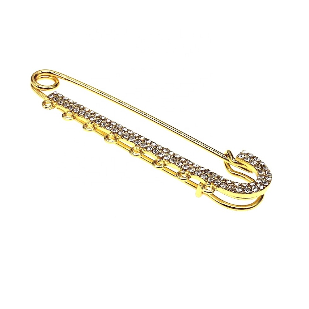 10CM 8 Loops Big Islamic Baby Pin Brooch For Kids Allah Mashallah Charms Baby Stroller Pins Crystal Hijab Scarf Safety Pins