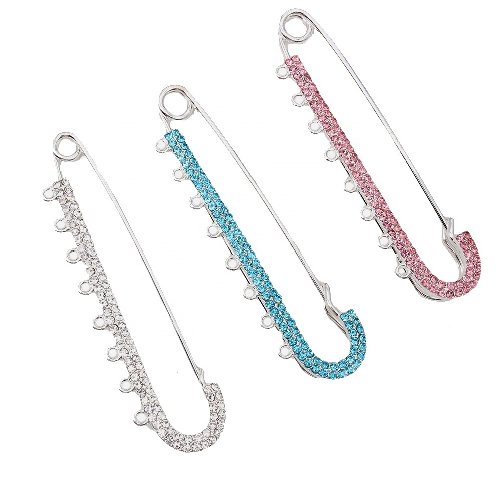 10CM 8 Loops Big Islamic Baby Pin Brooch For Kids Allah Mashallah Charms Baby Stroller Pins Crystal Hijab Scarf Safety Pins