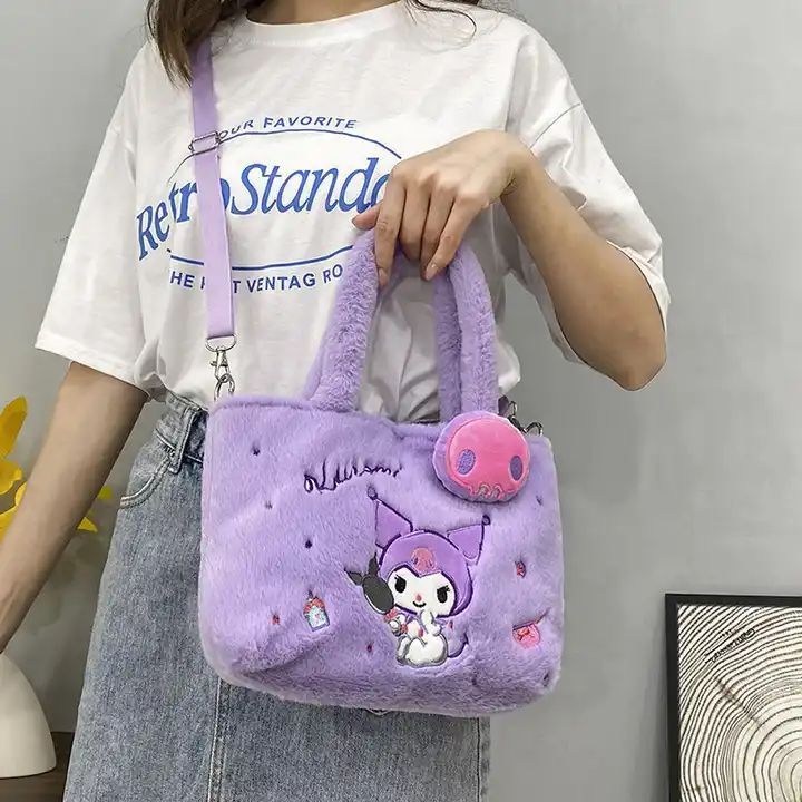 Wholesale Cartoon Handbag Sanrio Kuromi Yugui Dog Single Shoulder Crossbody Bag Plush Toy Claw Doll Plush Bag