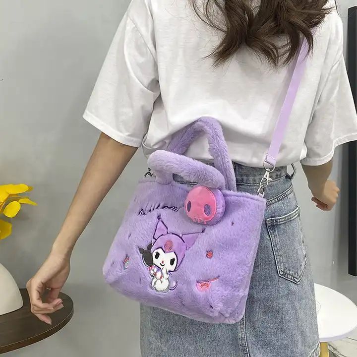 Wholesale Cartoon Handbag Sanrio Kuromi Yugui Dog Single Shoulder Crossbody Bag Plush Toy Claw Doll Plush Bag