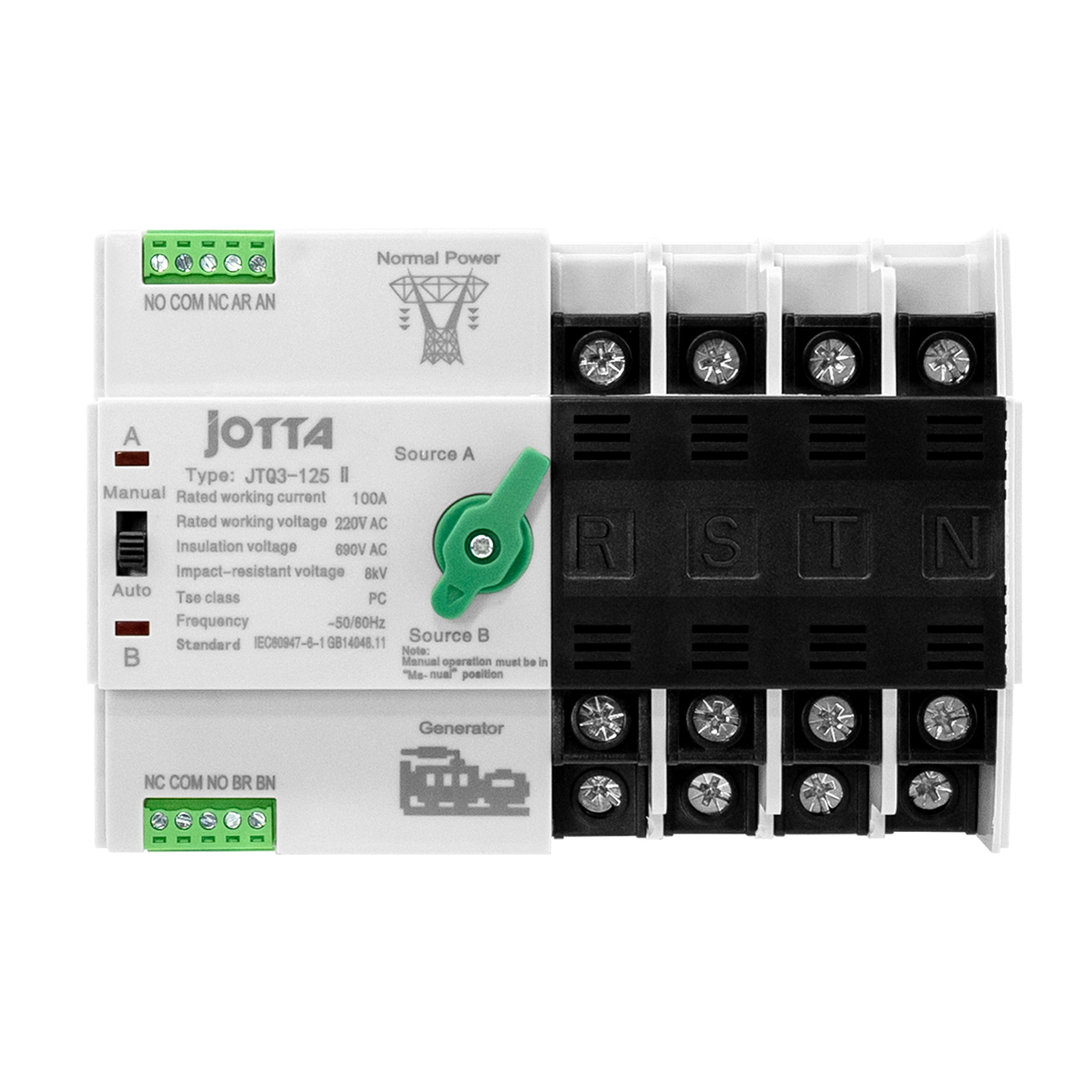 JOTTA PC Type ATS Grid To Generator Automatic Transfer Switch 4P 63A 220V 50/60Hz Changeover Switch