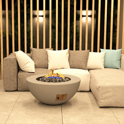 Patio outdoor garden furniture set gas propane firepit tables round fire pit table with concrete