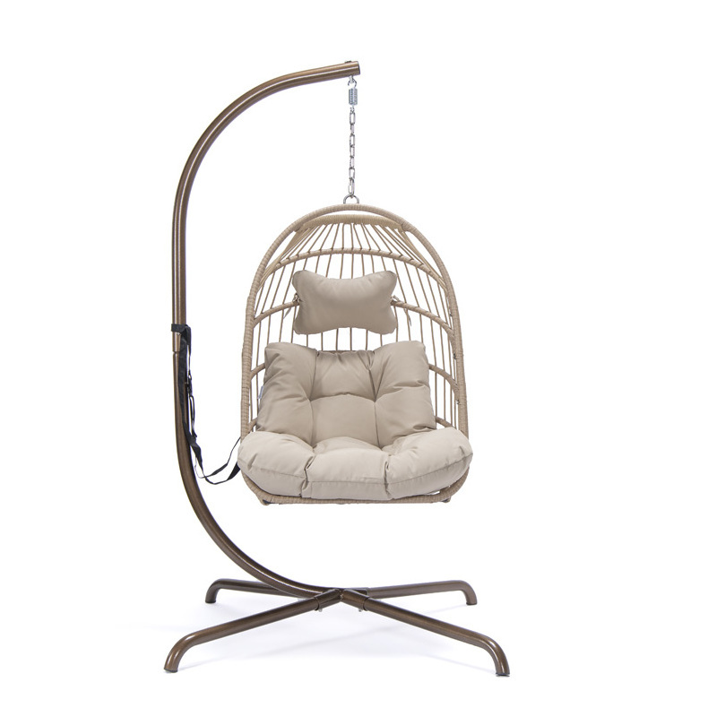 Indoor-outdoor patio wicker hanging egg chair Porch swing resistance mat with aluminum frame chair