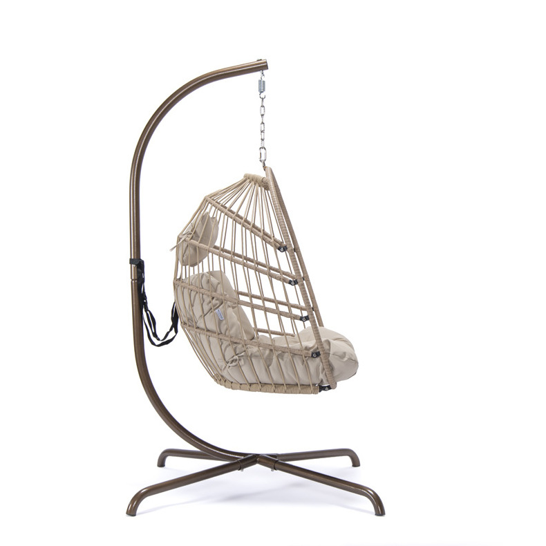 Indoor-outdoor patio wicker hanging egg chair Porch swing resistance mat with aluminum frame chair