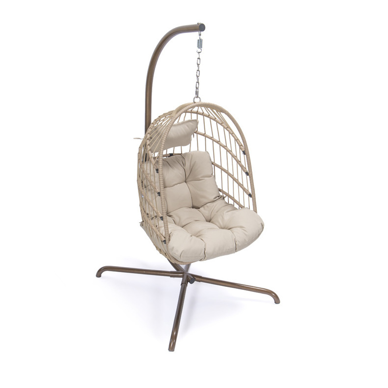 Indoor-outdoor patio wicker hanging egg chair Porch swing resistance mat with aluminum frame chair