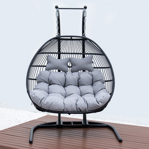 Comfortable Double Hanging Metal Garden Swing Cushions Seater Swing Chair Customized Outdoor Garden Set Seat