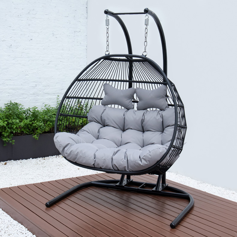 Comfortable Double Hanging Metal Garden Swing Cushions Seater Swing Chair Customized Outdoor Garden Set Seat