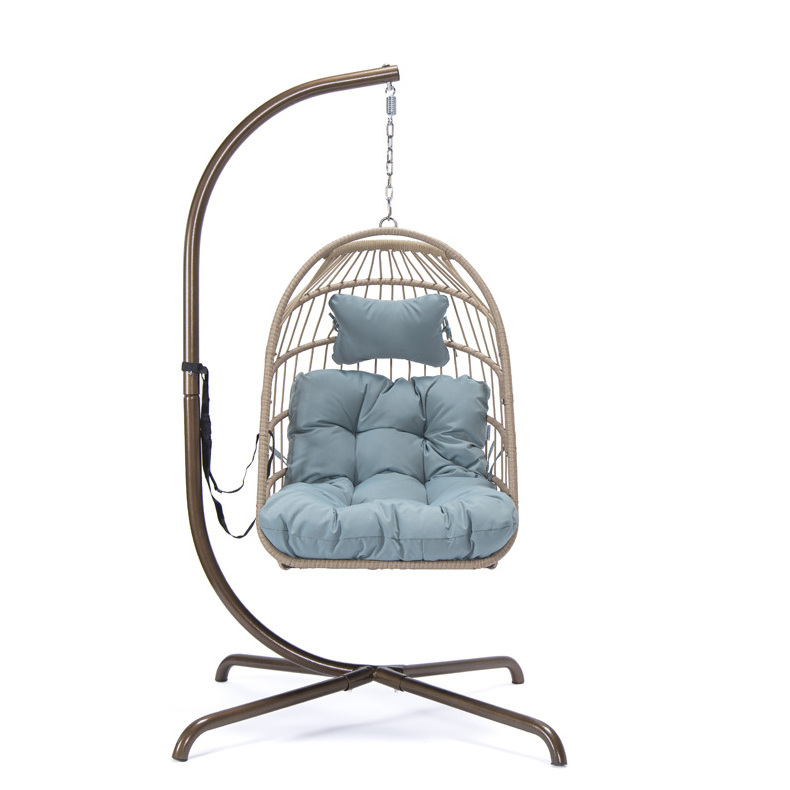 New Design Egg Hanging Patio Swing Chair Metal Stand Outdoor Garden Hammock Hanging Swing Chair