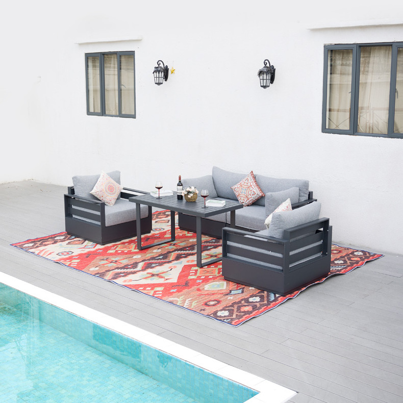 High Quality Luxury Courtyard Wicker Sofa Set Modern Design Living Room Includes Rattan/Wicker Cushions Outdoor Garden Furniture