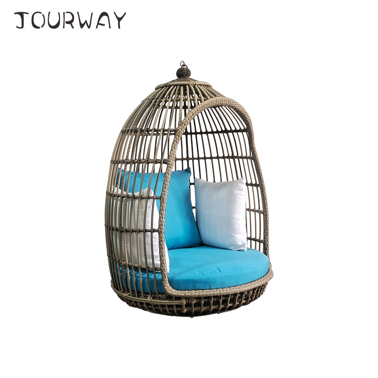 Egg Rattan Swing Chair Hanging Chair with Metal Stand Patio Swings