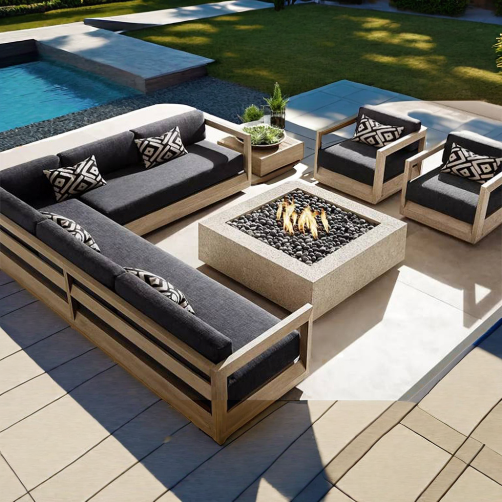 Best Seller Exterior Furniture Luxury Patio Set Rattan Metal Lounge Corner Garden Outdoor Furniture Set