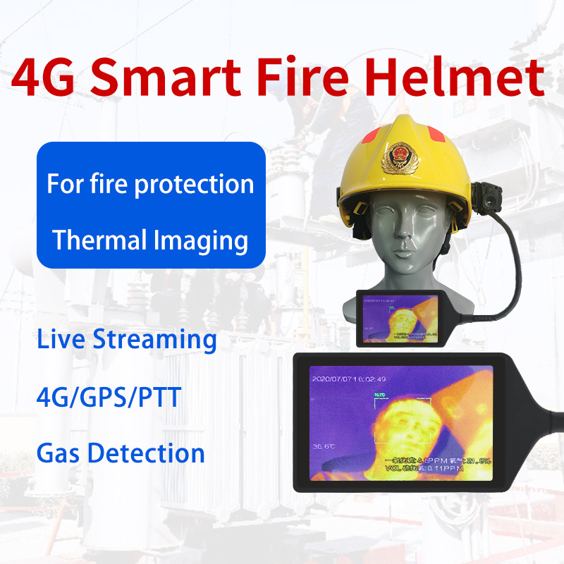 Factory Direct Firefighter's helmet with gas sensor mini camera support toxic gas detection night vision 4G live streaming