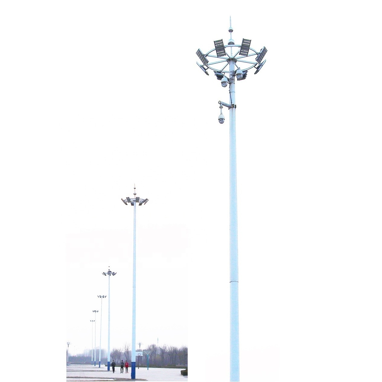 China Qualified Factory 30M hot dip Galvanized 15m 20m 25m 40m Transmission Tower High Solar Mast Lighting Poles