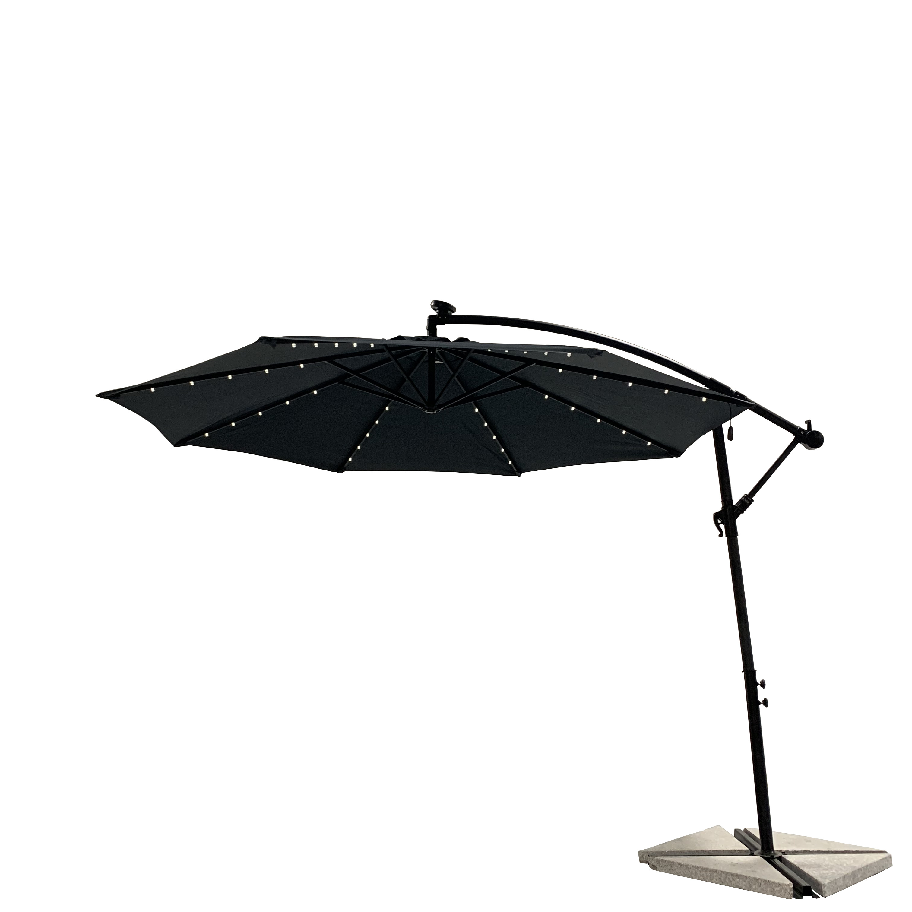 Aluminum Patio Cantilever Umbrella Led Parasol Garden solar panel