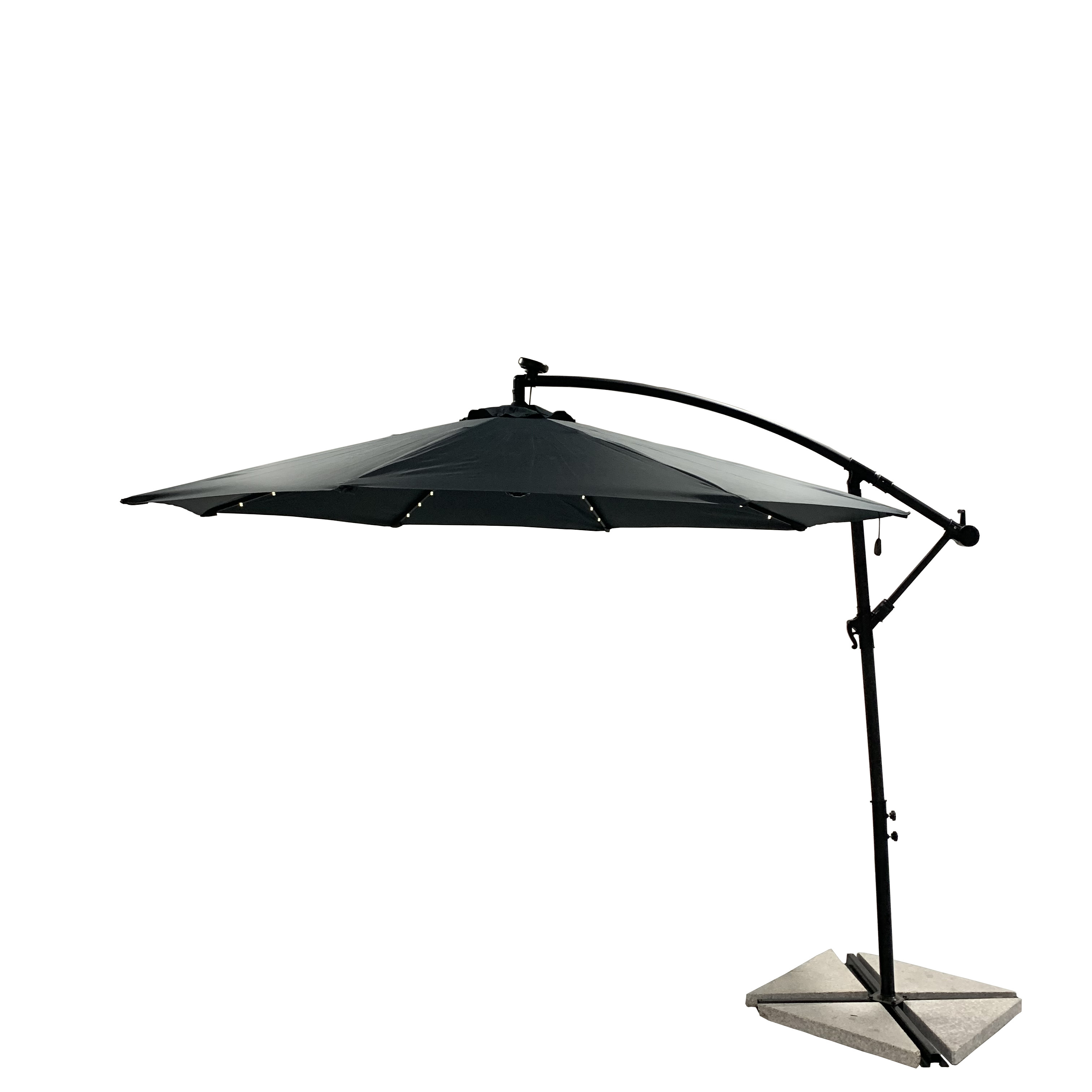 Aluminum Patio Cantilever Umbrella Led Parasol Garden solar panel