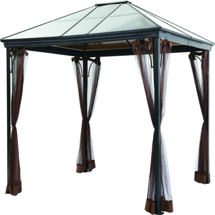 High quality Luxury patio backyard garden steel Metal Mosquito netting Hardtop Gazebo