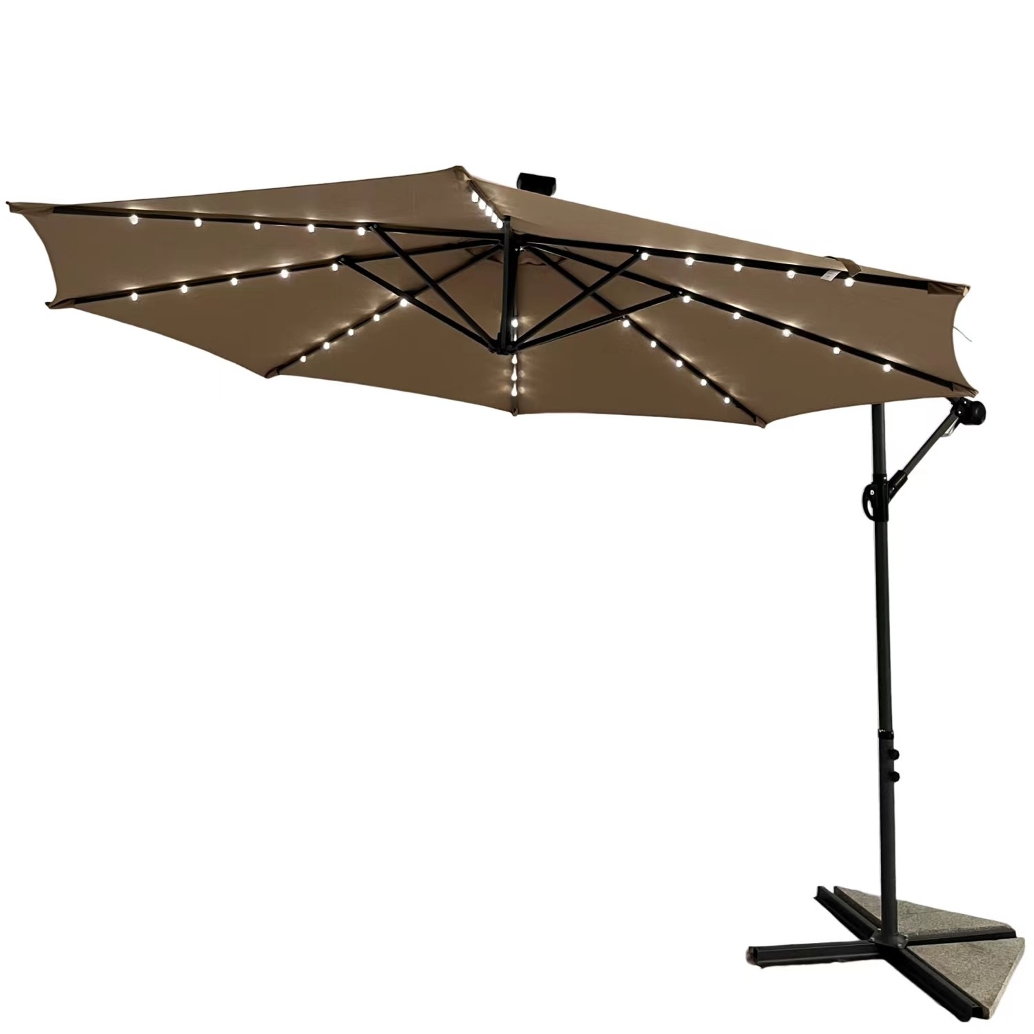 Dia 3m Outdoor Patio Metal Led Cantilever Parasol Waterproof Garden Umbrella  Banana Umbrella