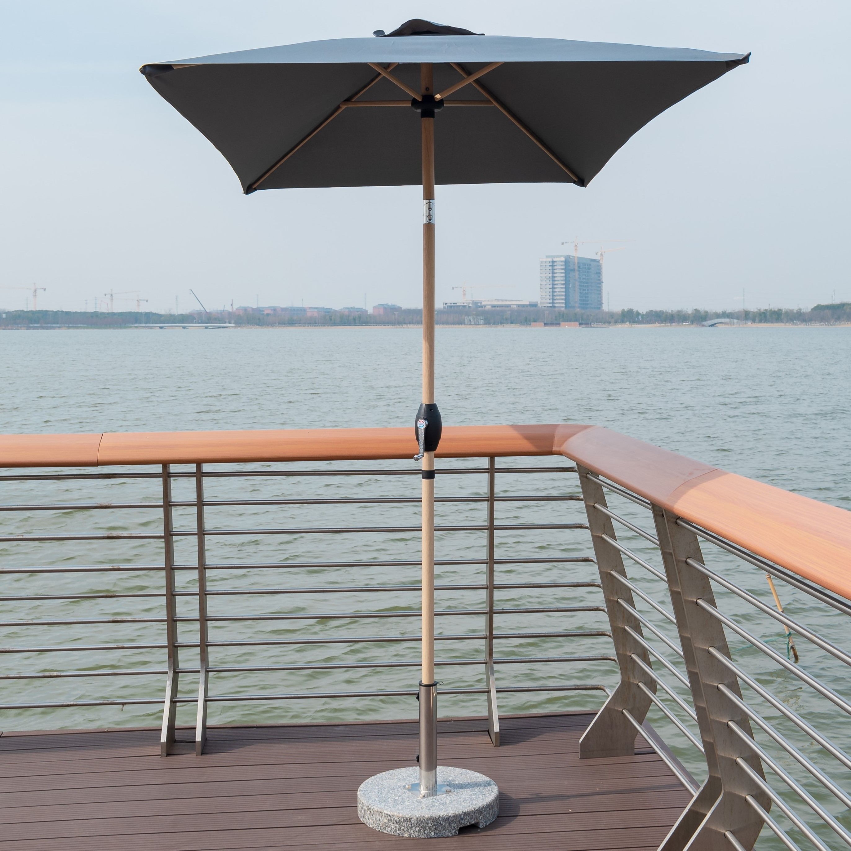 Outdoor Umbrella Promotional Market Umbrella Wood print  Patio Parasol Square Umbrella 2x2m With Crank Center Pole Sunshade