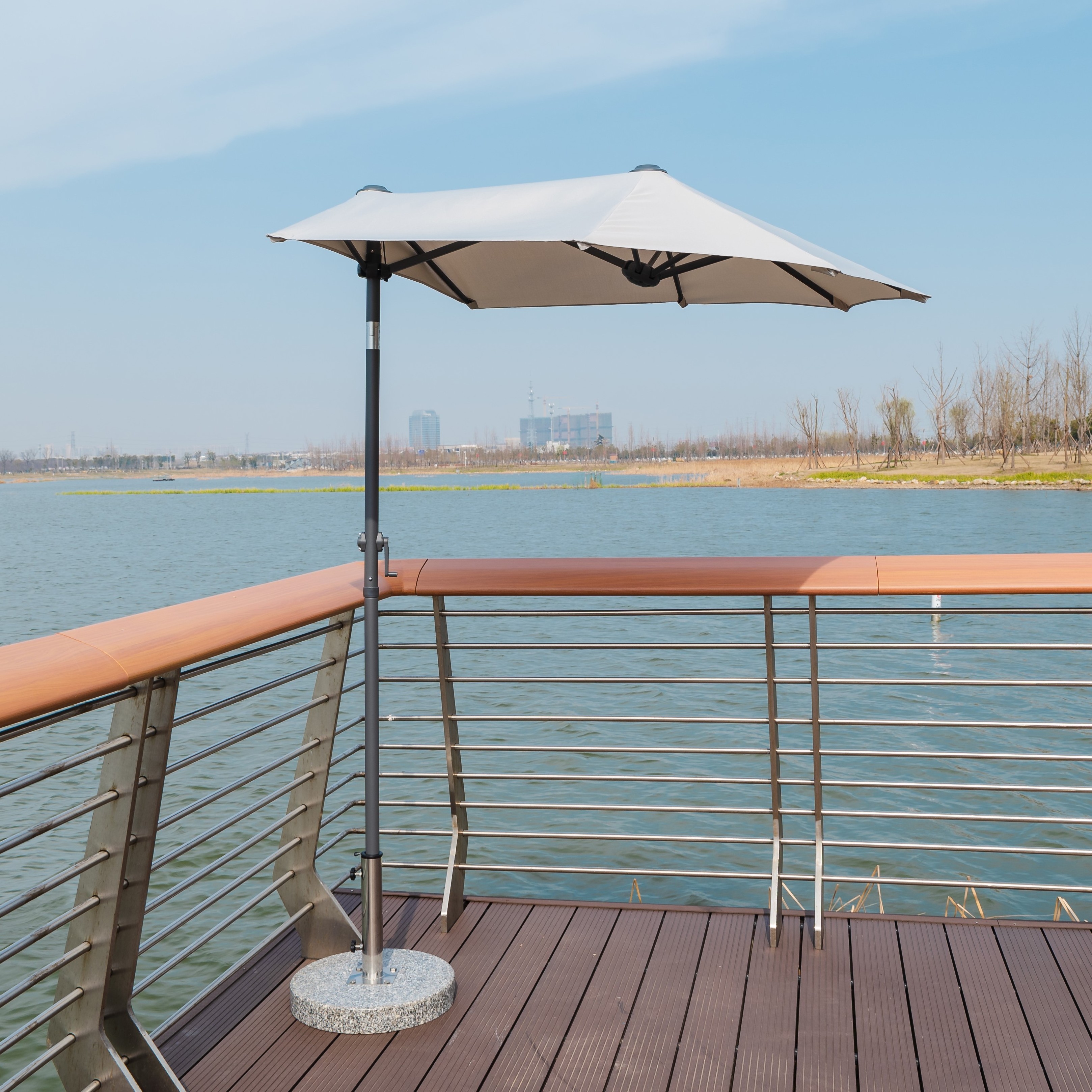 Sun Shade Outdoor Half Round Patio Parasol Garden Bistro Wall Balcony Umbrella Half round umbrella