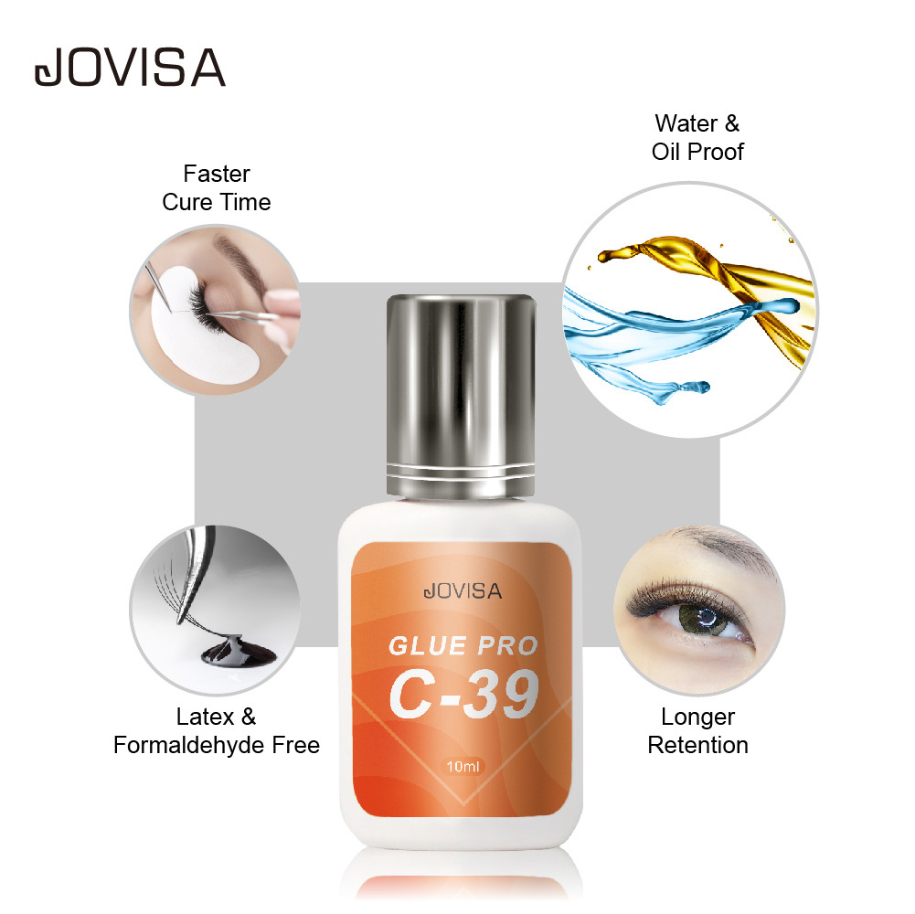 JOVISA Private label fast drying eyelash extension glue for top selling Eyelash glue adhesive own logo lash glue