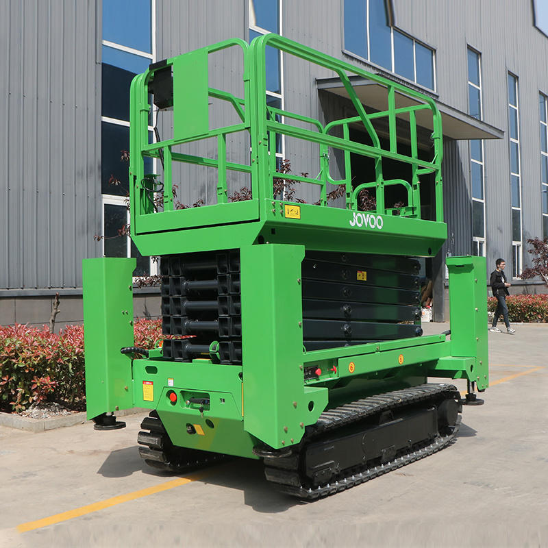 JOVOO 8~12M  battery electric crawler/tracked rough terrain  scissor lift tracked scissor lift with CE for aerial working