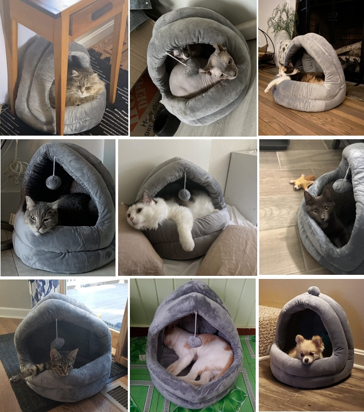 Warm Pet Dog Tent with Removable Cushioned Pillow Padded Sponge Cave Small Pets Cat Bed House Cats Cave Nest