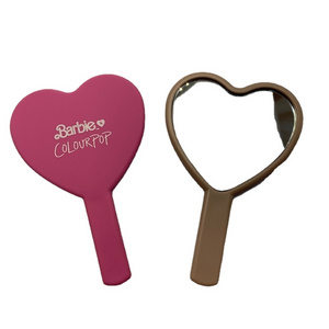 J404 Custom Handheld Pocket Makeup Mirror Vintage Personalized Portable Mini Pink Heart Hand Held Vanity Mirror With Logo