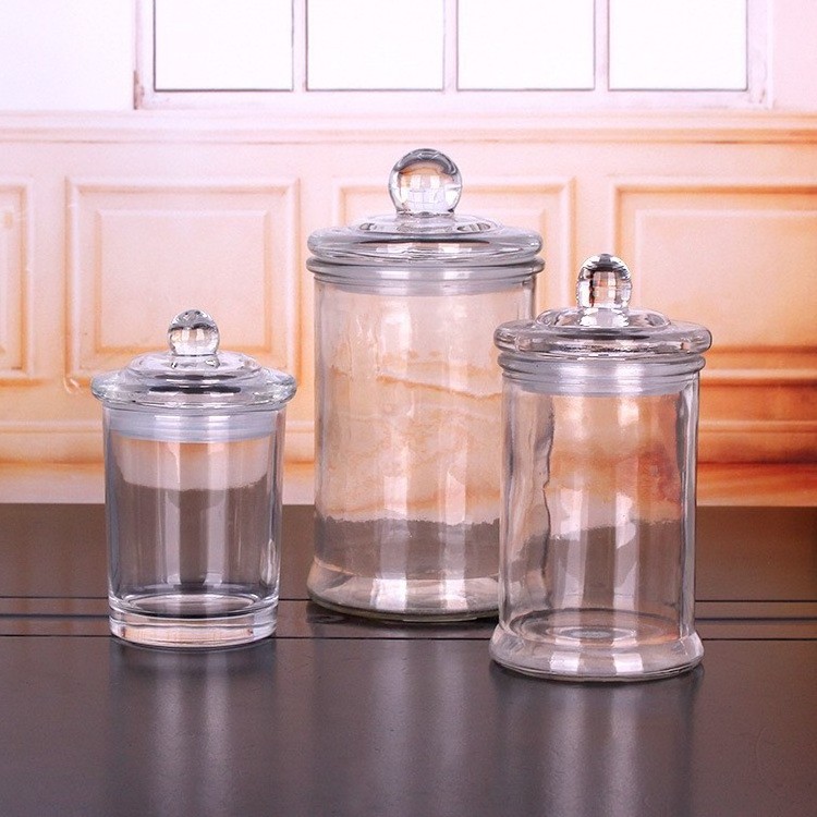 Popular Promotional 100Ml 150Ml 375Ml 750Ml Clear Glass With Lid Candle Cup Tea Color Glass Candle Holder Scented Candle Jar