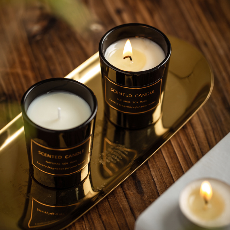 Favorable Price Private Label Single Small Black Glass Jar With Lid Luxury Soy Wax Scented Candles Gift Set Scented Candle