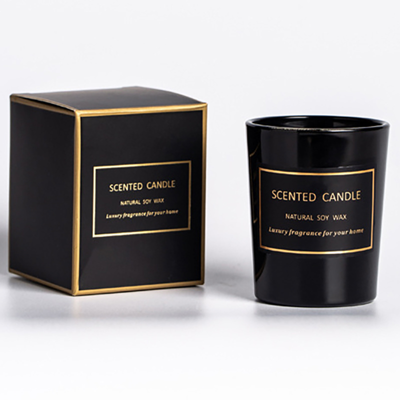 Favorable Price Private Label Single Small Black Glass Jar With Lid Luxury Soy Wax Scented Candles Gift Set Scented Candle