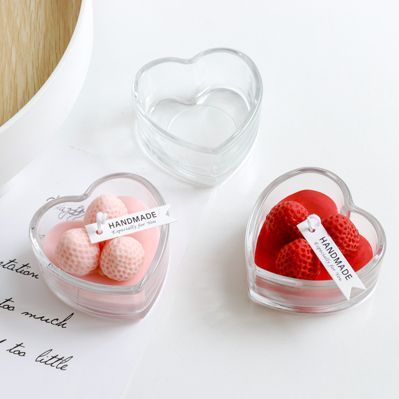 Factory customized Clear DIY Heart shaped cute glass candle jar candle jars empty jars for making candles