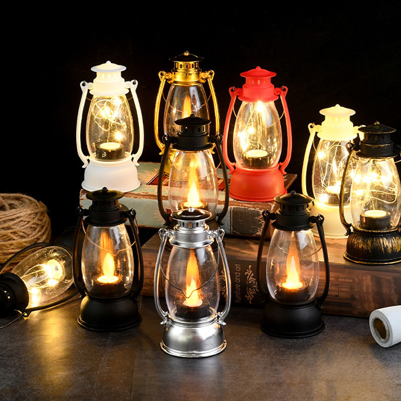 Wholesale LED Electronic Candle Lamp Halloween Retro Wind Lantern Christmas Simulation Portable Candle Lamp