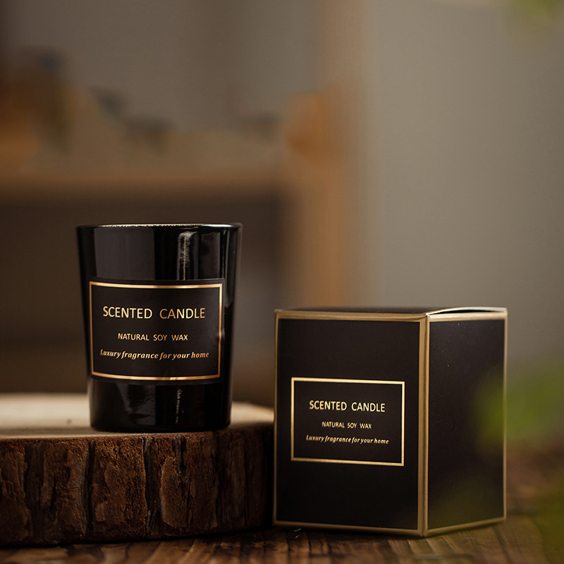 Favorable Price Private Label Single Small Black Glass Jar With Lid Luxury Soy Wax Scented Candles Gift Set Scented Candle