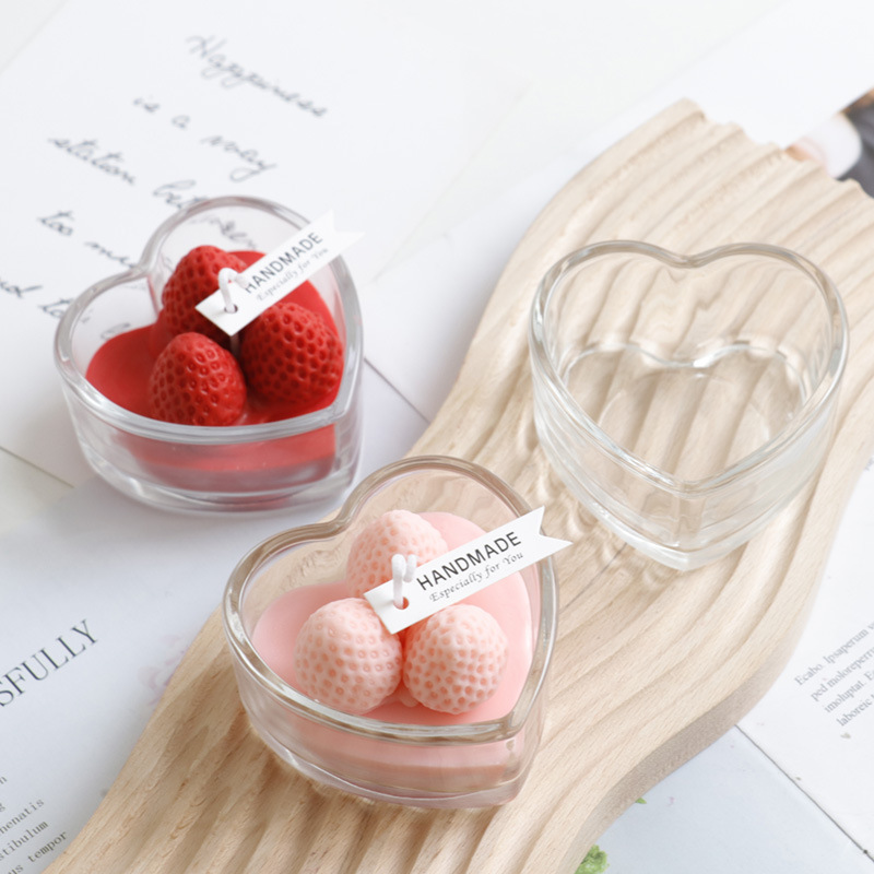 Factory customized Clear DIY Heart shaped cute glass candle jar candle jars empty jars for making candles