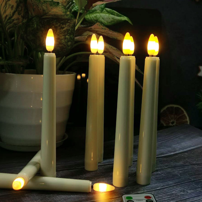 High Performance Customized 3d Real Flame Flameless Candles With Timers Battery Operated Window Taper Candle For Home Decor