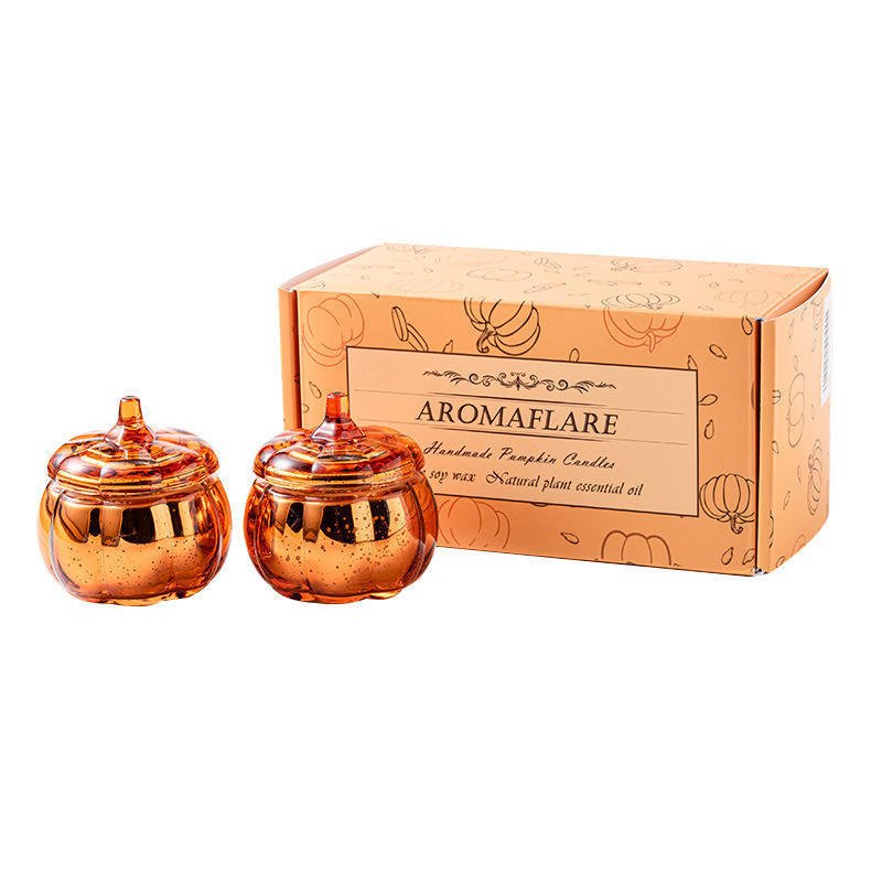 Hot Sale Products Wholesale Halloween Custom Pumpkin Shape Glass Candle Jar With Lid