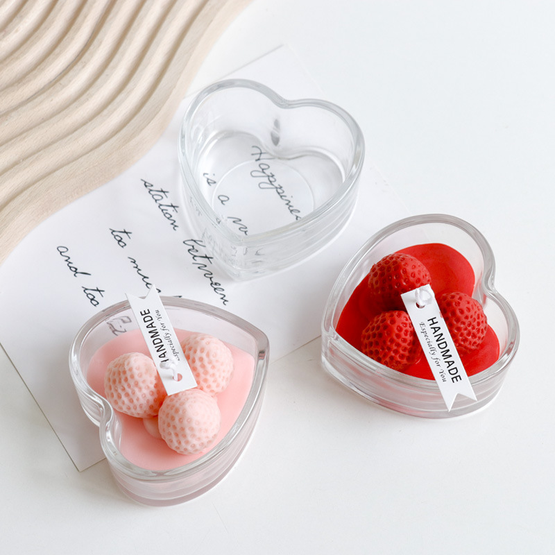 Factory customized Clear DIY Heart shaped cute glass candle jar candle jars empty jars for making candles