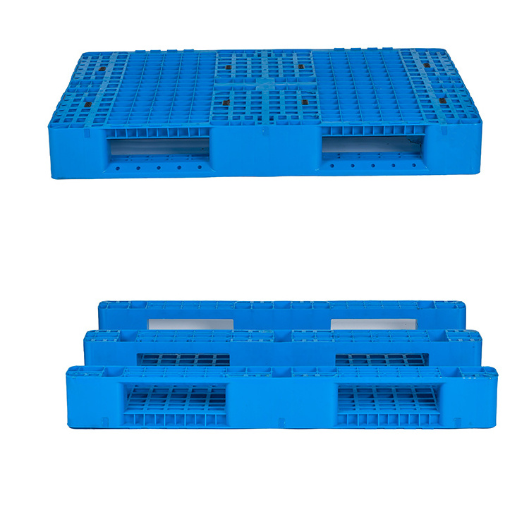 Heavy Duty Steel Reinforced Plastic Blue Logistics Pallet Reversible Nestable Plastic Pallet For Sale