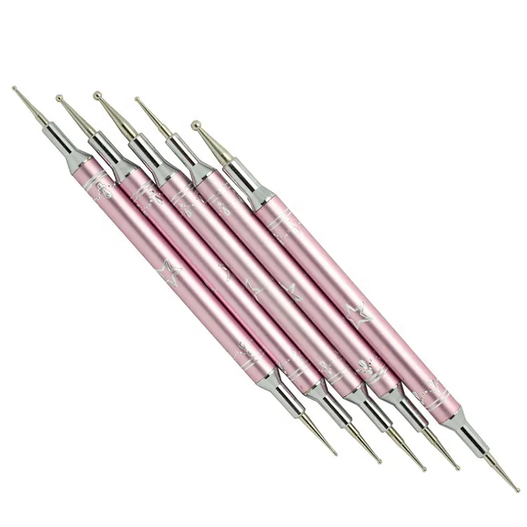 Wholesale Professional Double-Headed Dotting Pen for Nail ART & Acrylic Brush with Rhinestone Handle Manicure Tool