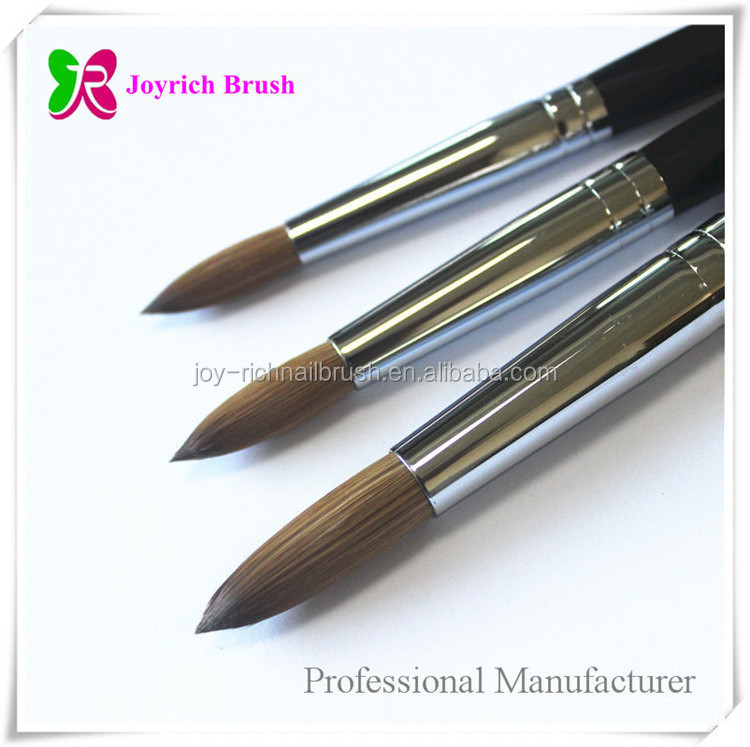 Custom Logo Pinceles 100% Pure Kolinsky Brush Six Angles- Black Petal crimped nail art brush