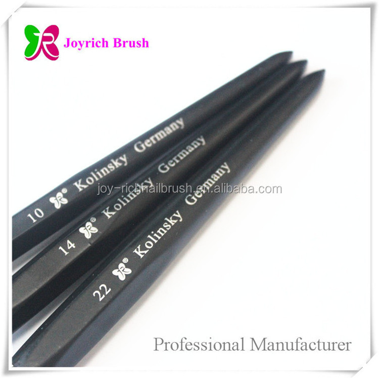 Custom Logo Pinceles 100% Pure Kolinsky Brush Six Angles- Black Petal crimped nail art brush