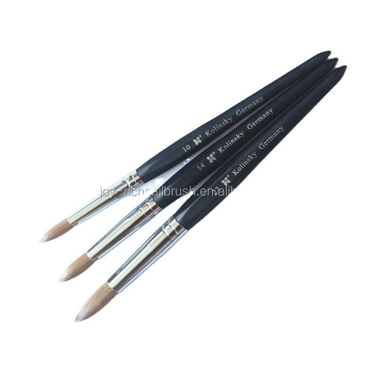 Custom Logo Pinceles 100% Pure Kolinsky Brush Six Angles- Black Petal crimped nail art brush