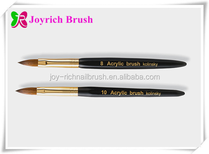 Custom Logo Pinceles 100% Pure Kolinsky Brush Six Angles- Black Petal crimped nail art brush