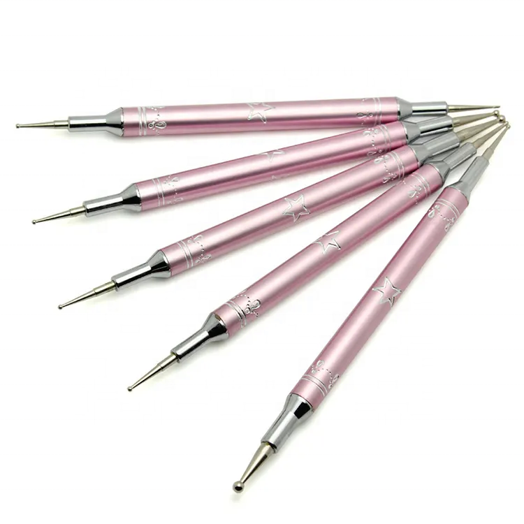 Wholesale Professional Double-Headed Dotting Pen for Nail ART & Acrylic Brush with Rhinestone Handle Manicure Tool