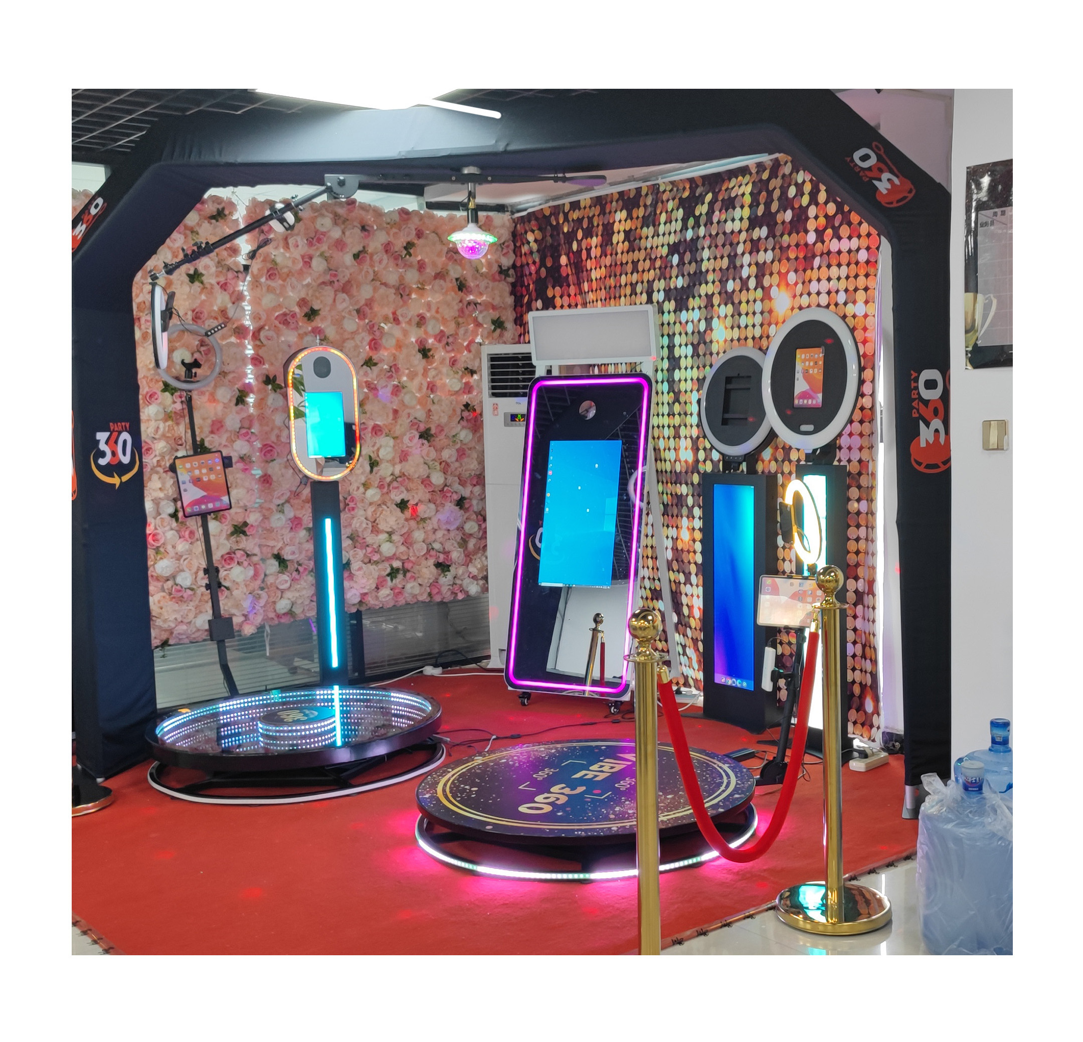 2024 Newest Overhead 360 Photo Booth Enclosure US Warehouse Party Supplies Automatic Top Spinner Photo Booth Sky 360 Video Booth