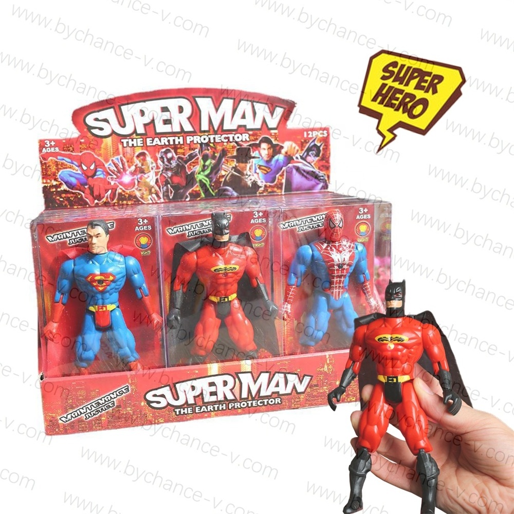 inexpensive gift for boys popular hot toy superheroes spiderman ironman super man bat man Zorro action figure toys with light