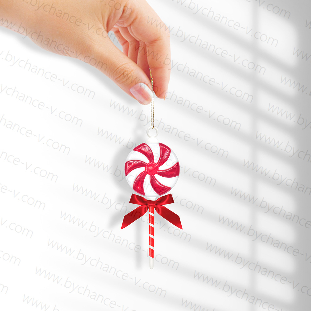 Christmas party event decor supplies lollipop picks Xmas candy plastic hanging pendant ornaments for holiday giveaways