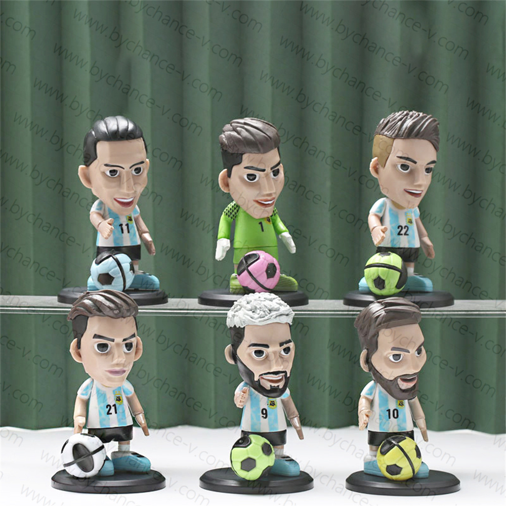 In stock famous Argentina football players star Ronaldo Messi plastic cartoon figure toy 85mm for toy vending machine