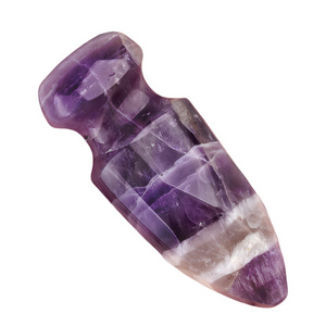 Natural  Amethyst Stone Handcarved 20*50MM Dagger Shaped Healing Crystal Stone Crafts for Collection